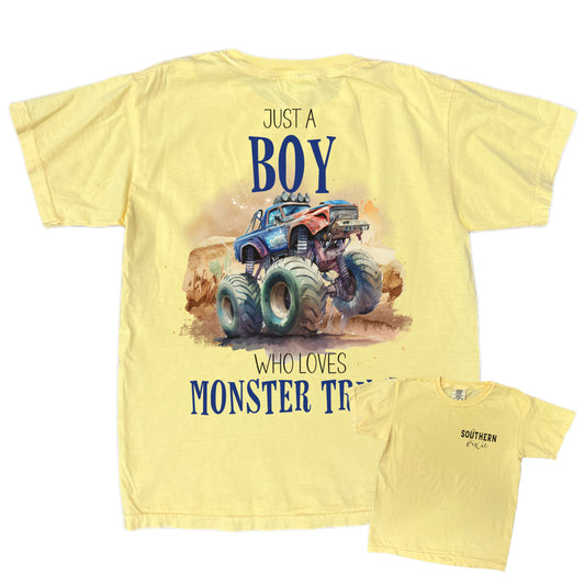 Loves Monster Trucks Boys Tee